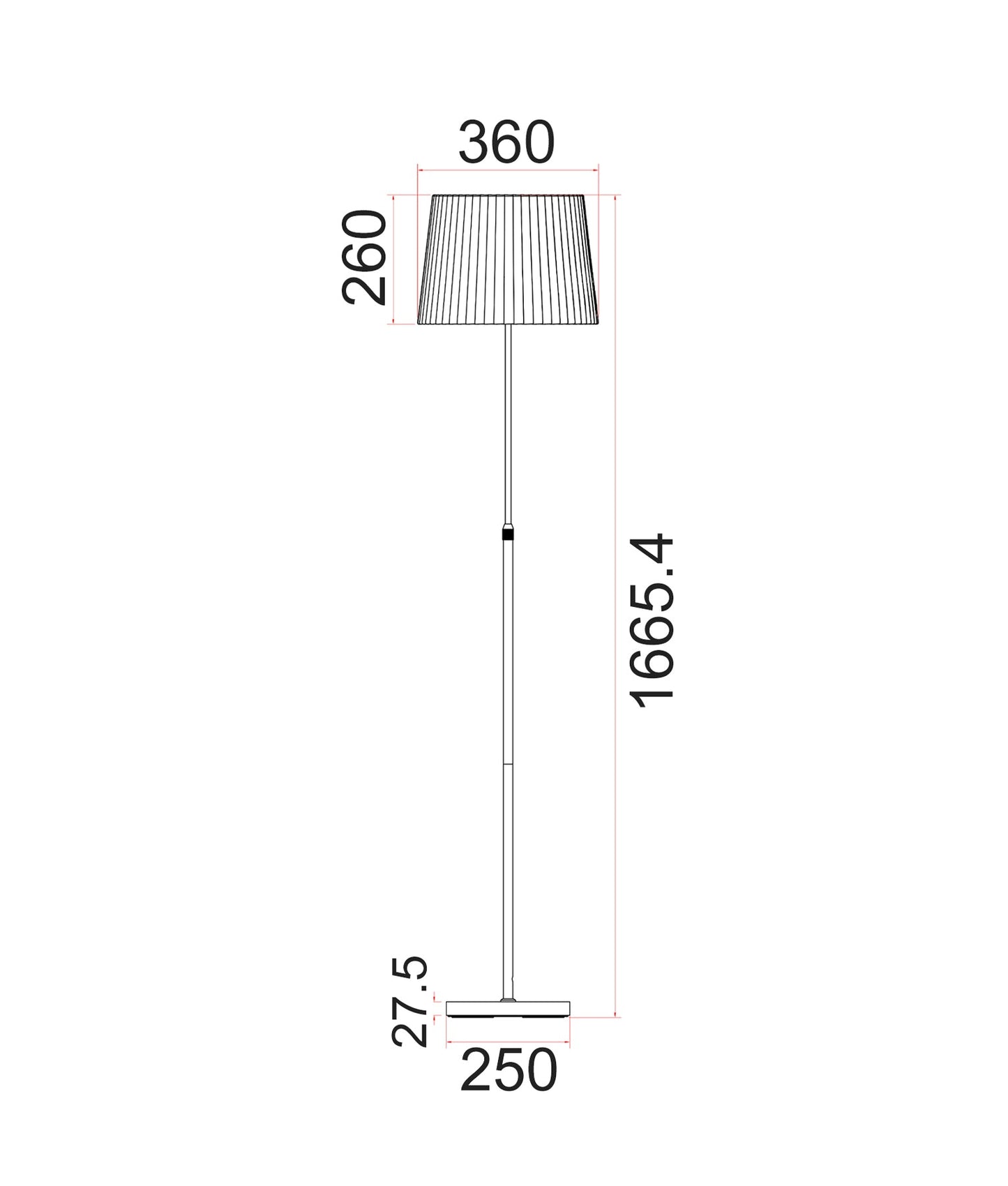 CRECER: Interior Slanted Pleated Shade Height Adjustable Floor Lamps