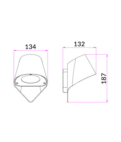 PIL: Exterior Surface Mounted Cone Wall Lights IP44