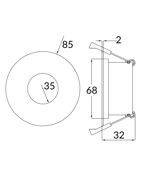 ARC: Architectural Matte White Round Fixed Circular Downlight Fitting (Cut out: 70mm)