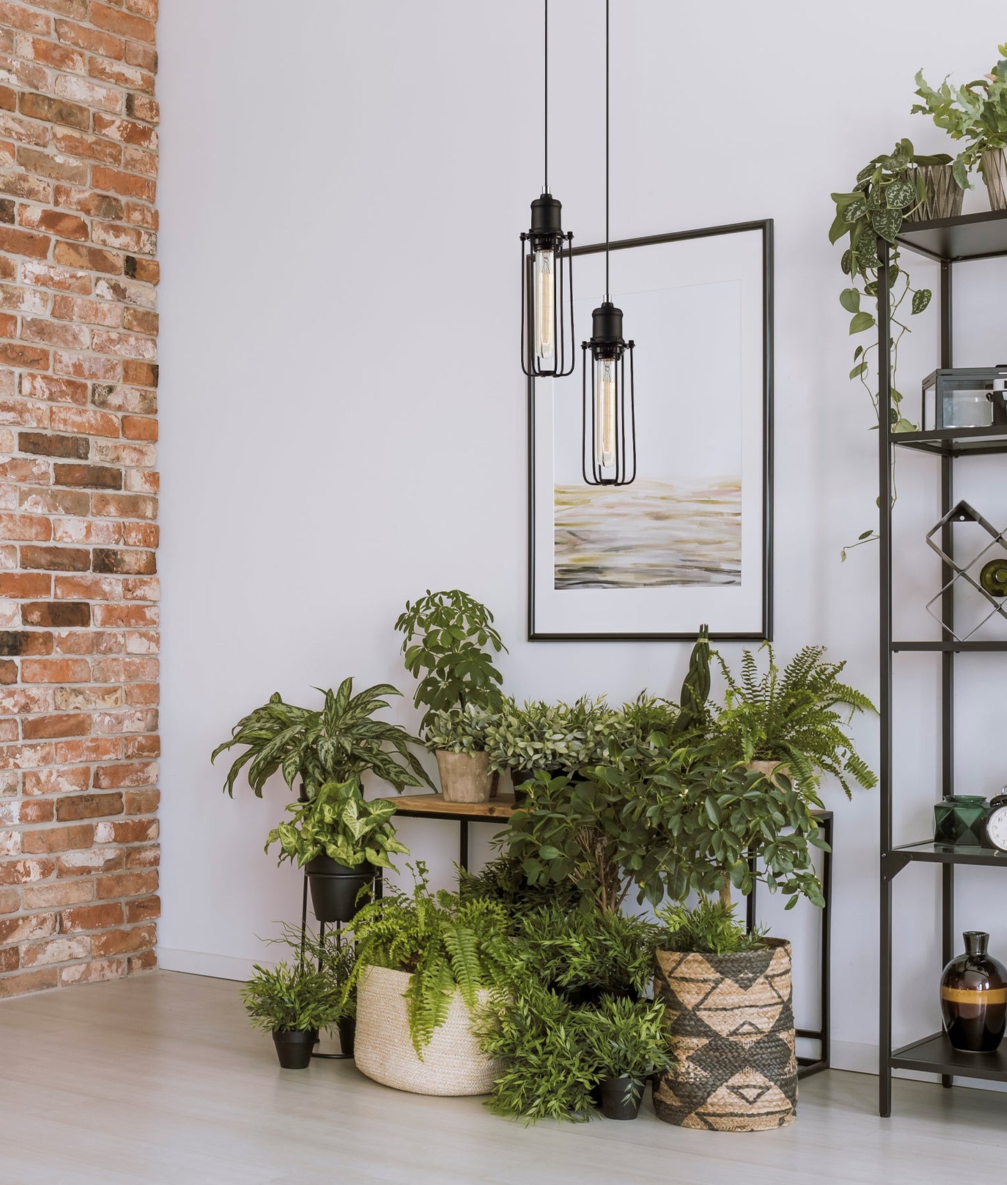 BLACKBAND Industrial Black Tubular Bird Cage Pendant Light