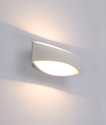 CANNES: City Series LED Interior Matte White Curved Up/Down Wall Light