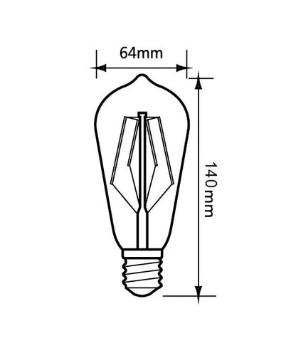 ST64 Pear Shape LED Filament Dimmable Globes Clear Diffuser (8W)