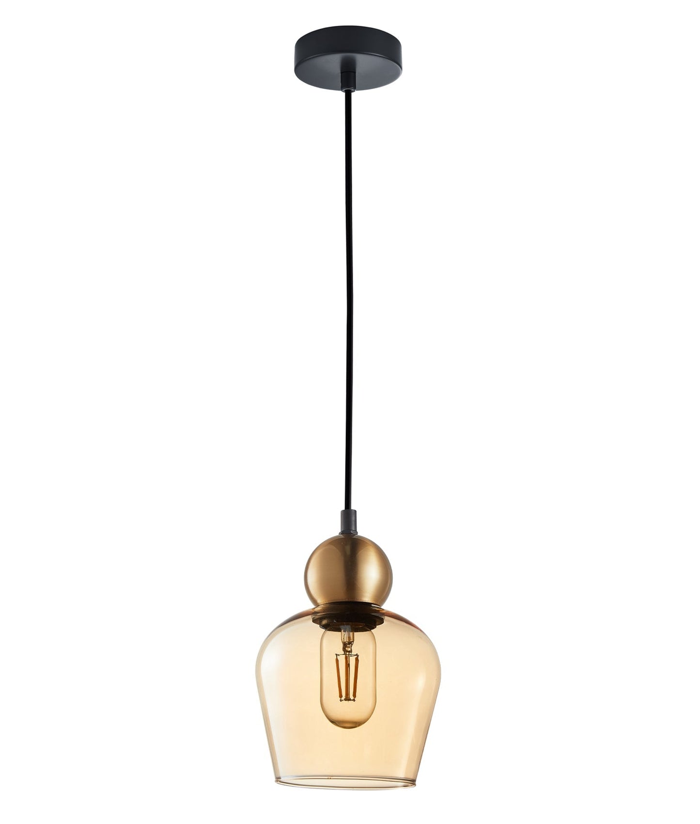 CHAMPAN: Interior Bronze Amber / Mirror Finish Smokey Black Glass Ellipse Pendant Lights