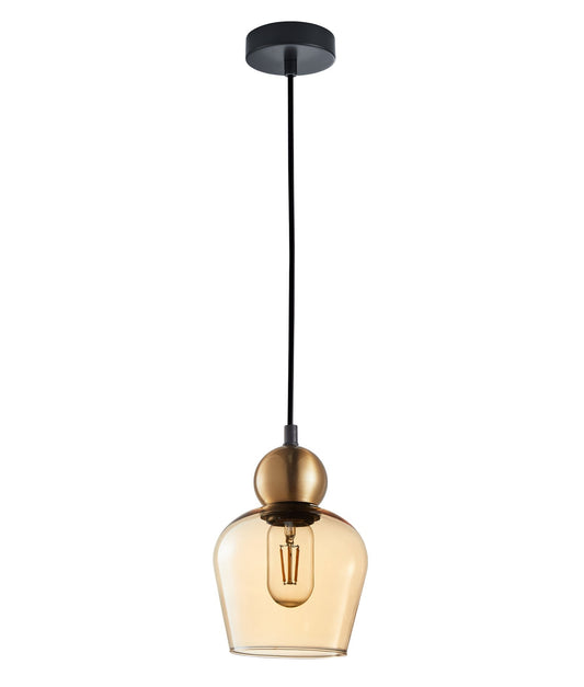 CHAMPAN: Interior Bronze Amber / Mirror Finish Smokey Black Glass Ellipse Pendant Lights