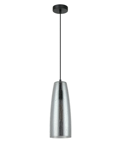 CHUVA: Smokey Black Mirror Finish Glass with Rain Drop Effect Long Cone Pendant Light