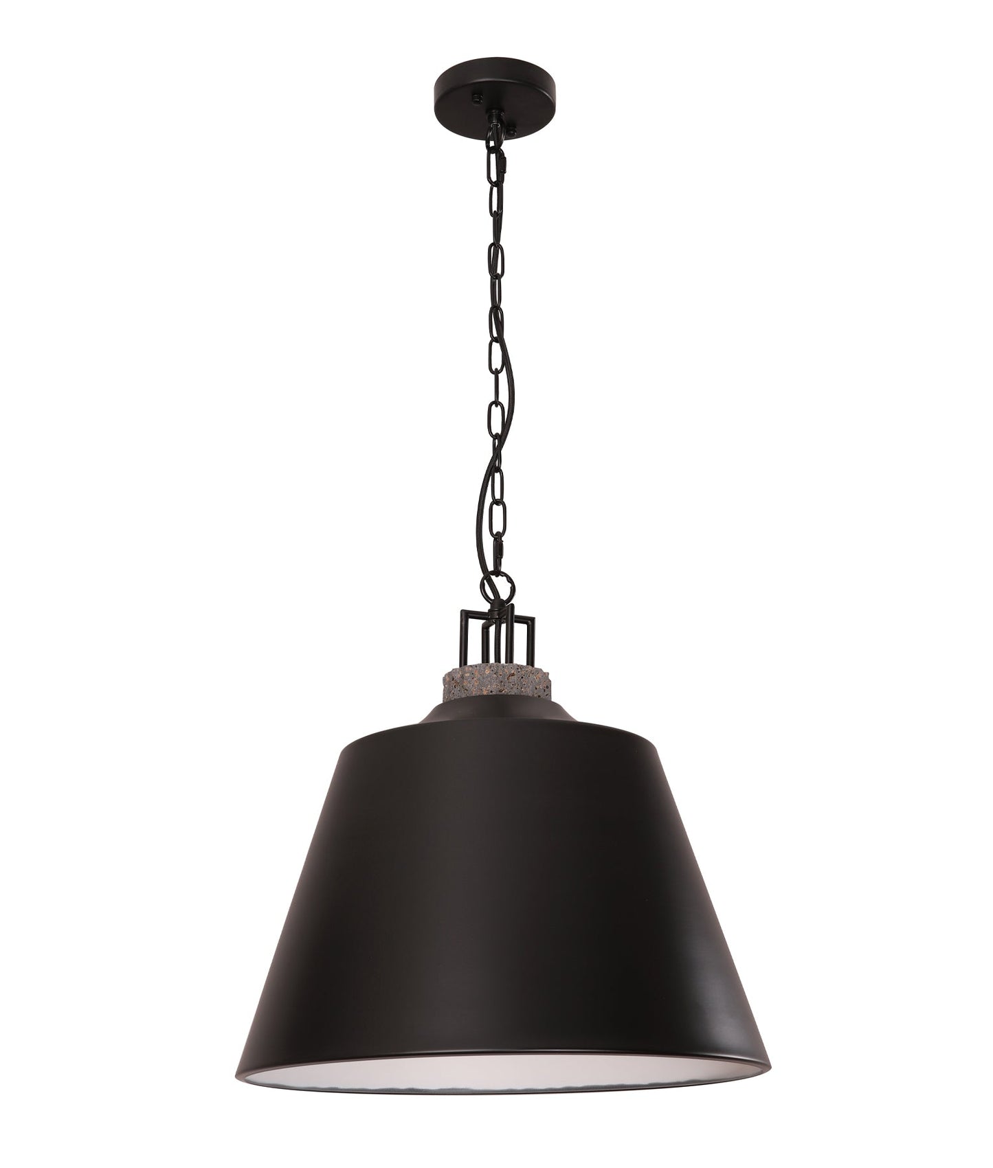 CLOCHE: Interior Metal Shade with Travertine Highlight Bell Shape Pendant Lights