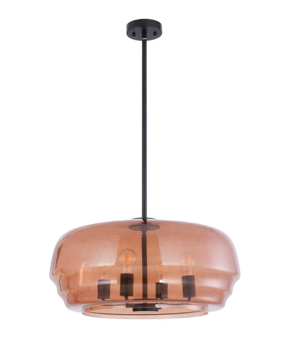 CUAD: Interior Amber Flat Top Dome Glass Shade Pendant Light