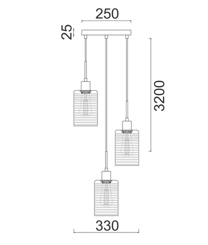 ESPEJO3: Interior Iron & Chrome Oblong Glass with Dotted Effect Pendant Lights