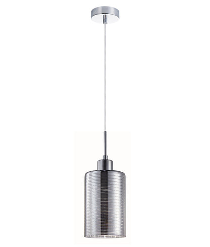 ESPEJO1: Interior Iron & Chrome Oblong Glass with Line Effect Pendant Lights