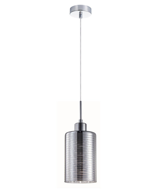 ESPEJO1: Interior Iron & Chrome Oblong Glass with Line Effect Pendant Lights