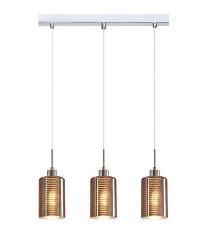 ESPEJO2: Interior Iron & Rose Gold Oblong Glass with Line Effect Pendant Lights