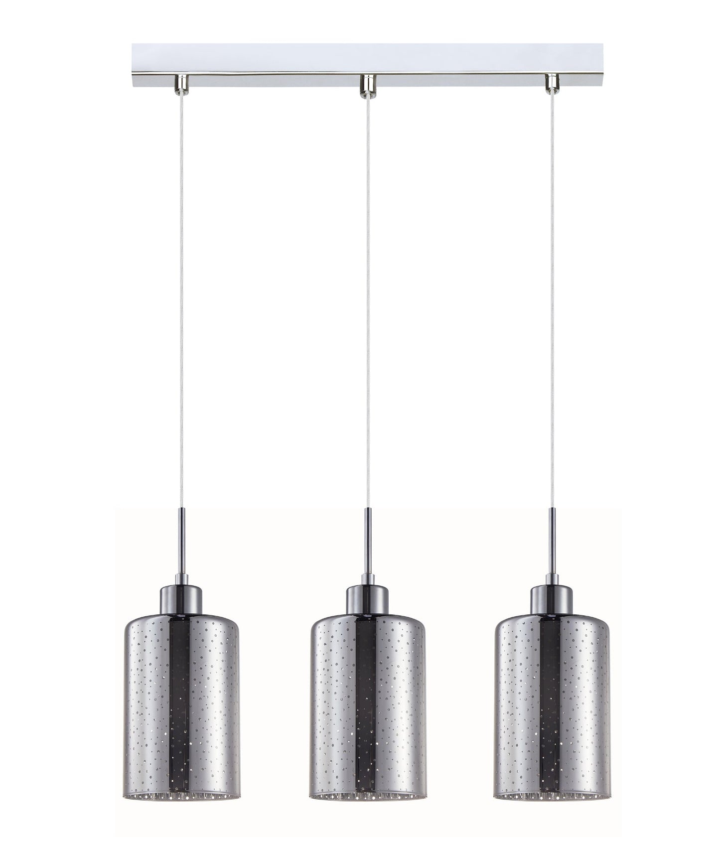 ESPEJO3: Interior Iron & Chrome Oblong Glass with Dotted Effect Pendant Lights