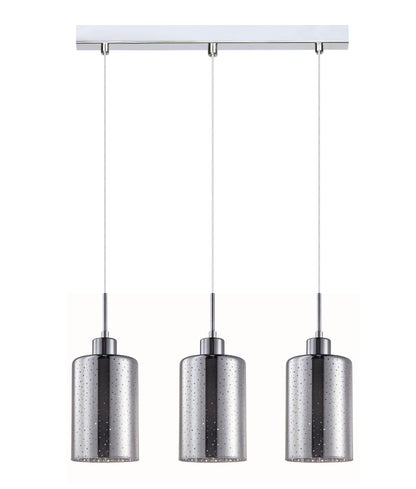 ESPEJO3: Interior Iron & Chrome Oblong Glass with Dotted Effect Pendant Lights