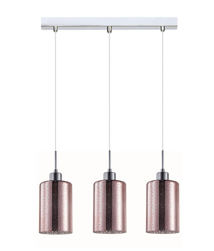 ESPEJO4: Interior Iron & Rose Gold Oblong Glass with Dotted Effect Pendant Lights