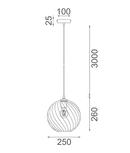 ESPIRAL: Interior Wine Glass Shade Wavy Finish Round Pendant Lights