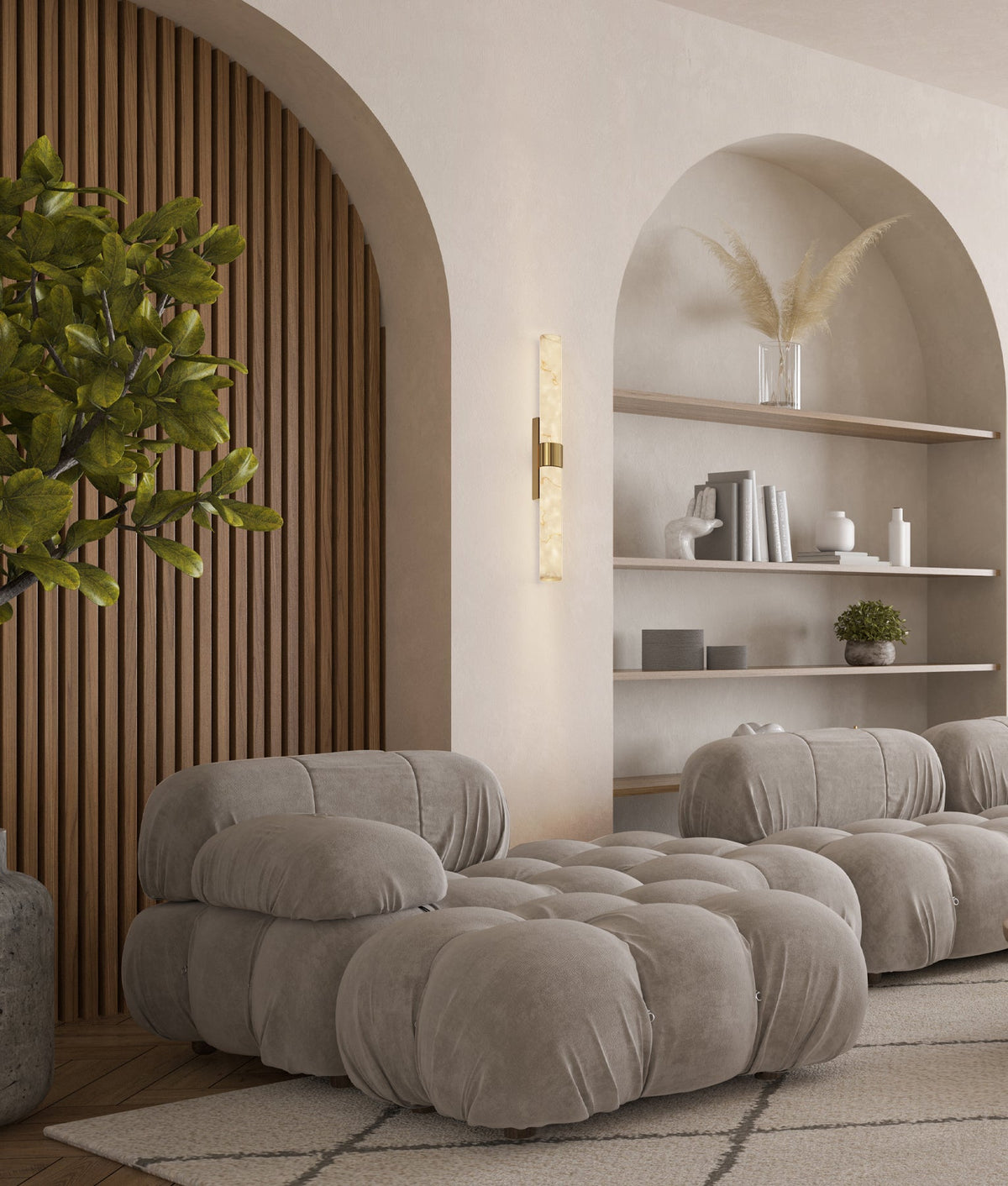 FLECHA: Interior Curved Faux Marble with Veining Effect Wall Lights