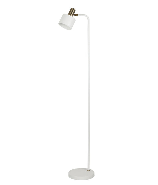 FLOTAR: Interior Cylinder Iron Shade with Antique Brass Highlight Floor Lamps
