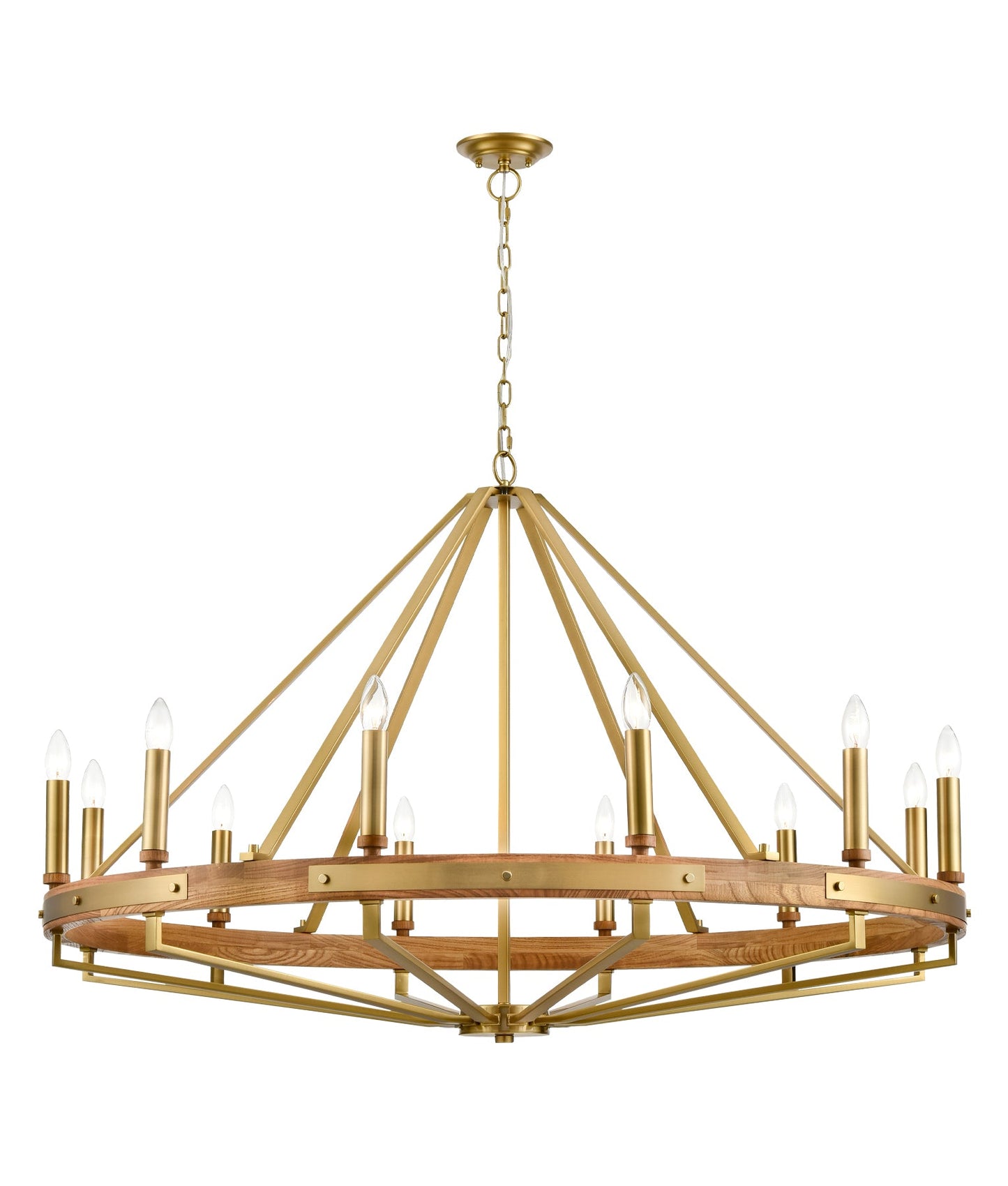 FUNALE: Interior Candelabra Natural Wood / Oak Wood 12-Light Pendant Lights