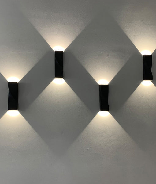 GIROTRI: Large Exterior LED Tri-CCT Surface Mounted Up/Down Twist Wall Lights IP65
