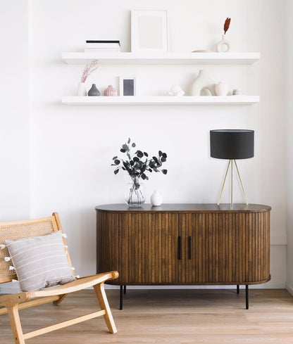 JAMBES: Drum Shade with Antique Brass Tripod Table Lamps