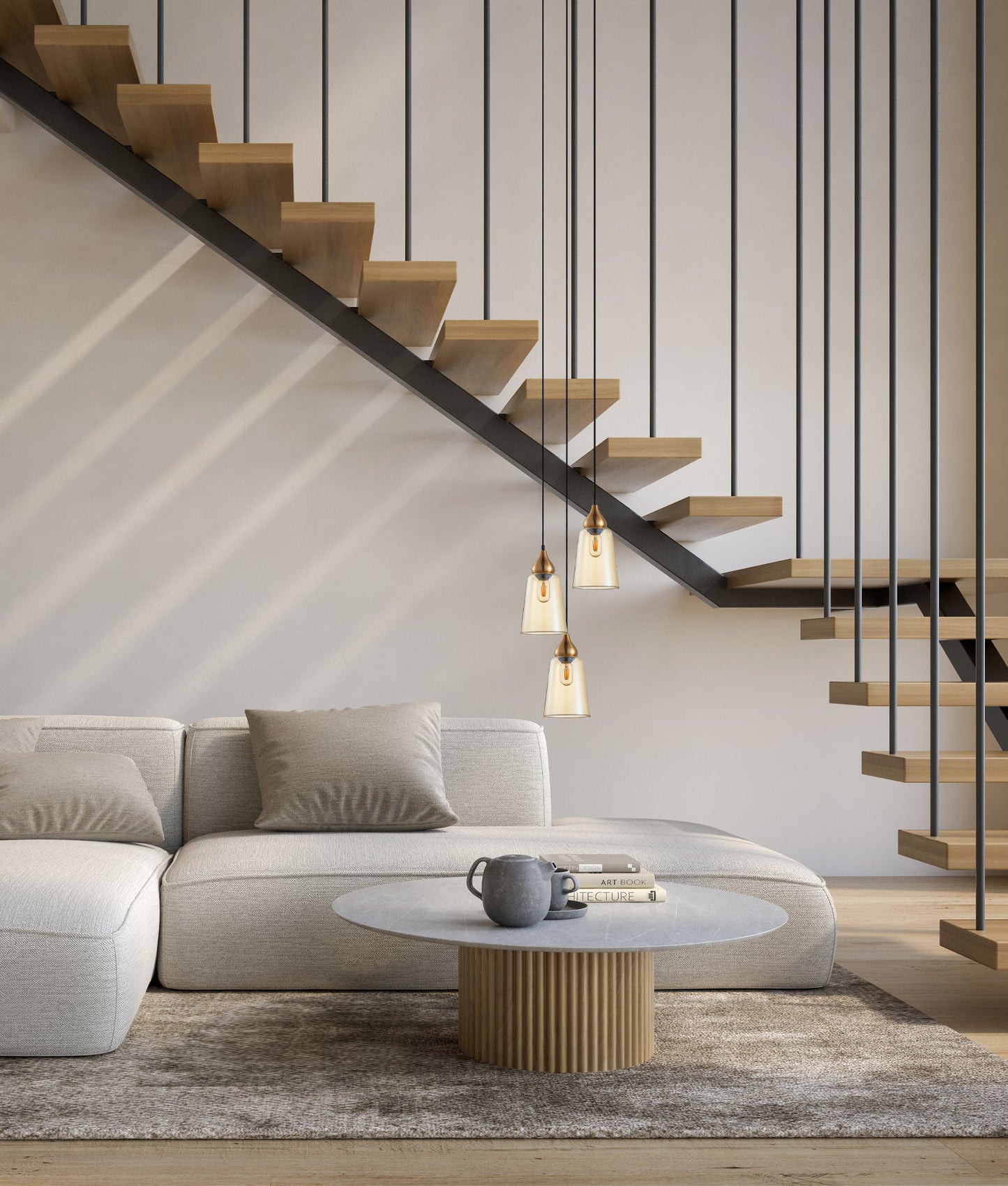 JEREZ: Bronze Amber/ Smokey Black Ellipse Glass Flat Top Pendant Lights