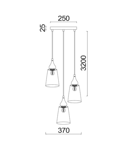 JEREZ: Bronze Amber/ Smokey Black Ellipse Glass Flat Top Pendant Lights