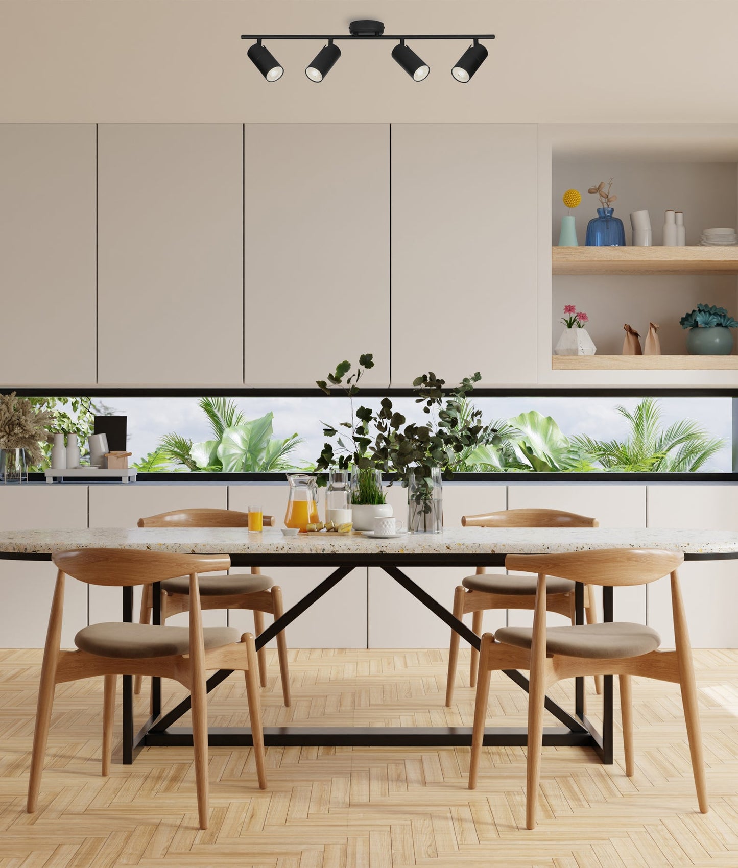 LENGAN: Interior Four Heads Adjustable Round Base Spot Lights