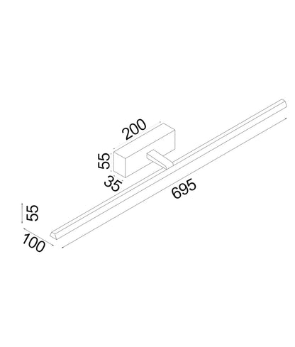 LINEAL: Interior LED Tri-CCT Dimmable Vanity / Picture Wall Lights IP44 (L695mm)