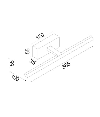 LINEAL: Interior LED Tri-CCT Dimmable Vanity / Picture Wall Lights IP44 (L365mm)