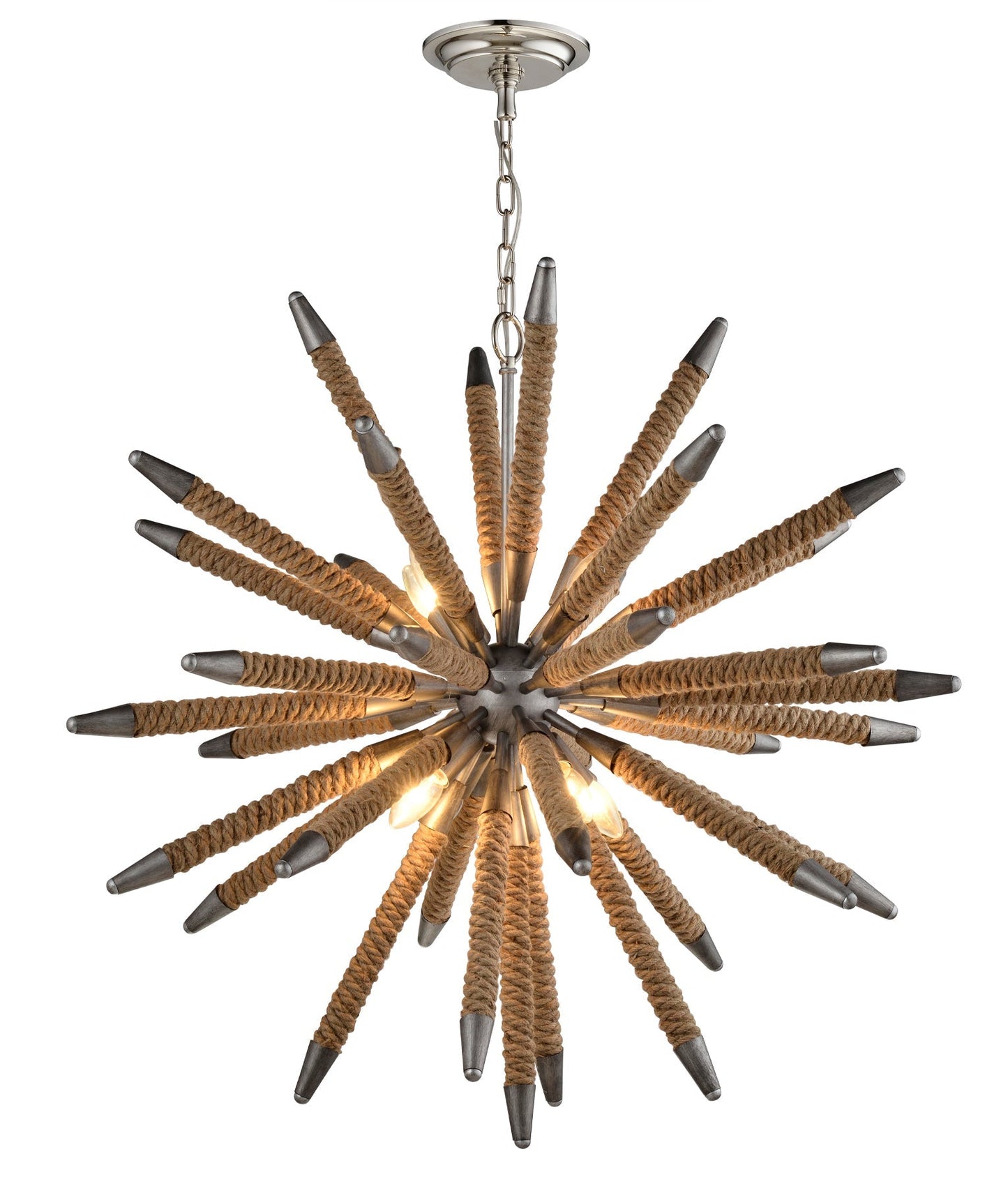 MAZZA: Medieval Style Natural Rope 8 light Pendant Light