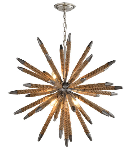 MAZZA: Medieval Style Natural Rope 8 light Pendant Light