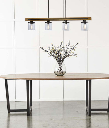 METI: Medieval Rustic Warm Chestnut Wood Bar Pendant Light