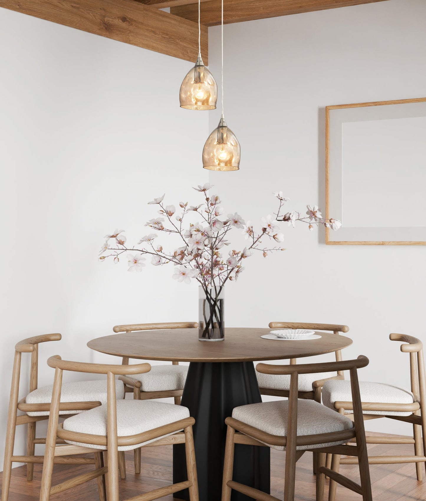ORDITO: Abstract Chrome With Glass Ellipse Pendant Lights