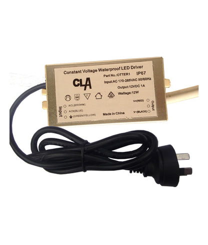 OTTER1: 12V Waterproof Constant Voltage LED Driver IP67 (12W)