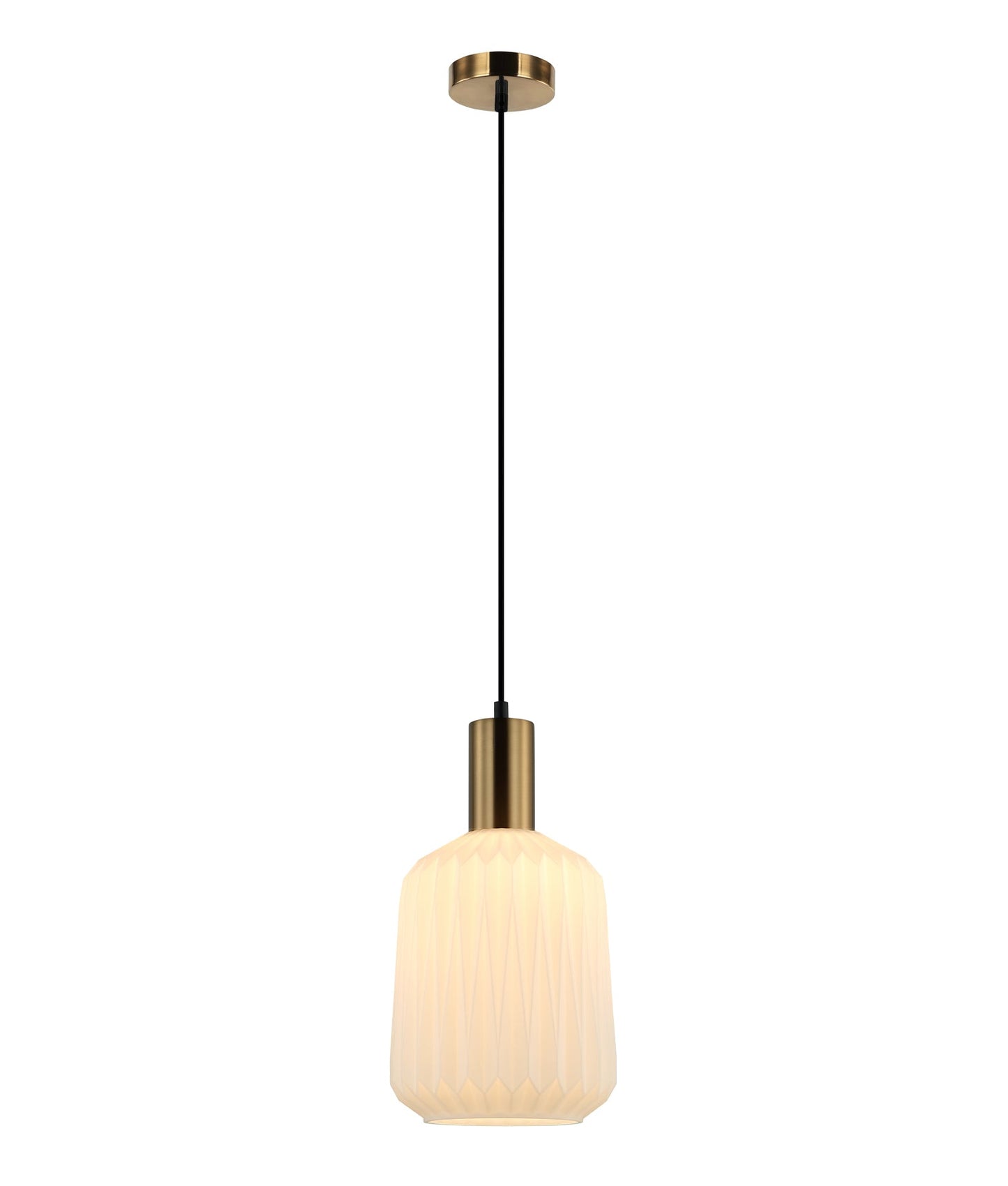 PAPEL: Interior Pleated Opal Opaque / Translucent Jar Glass Pendant Lights