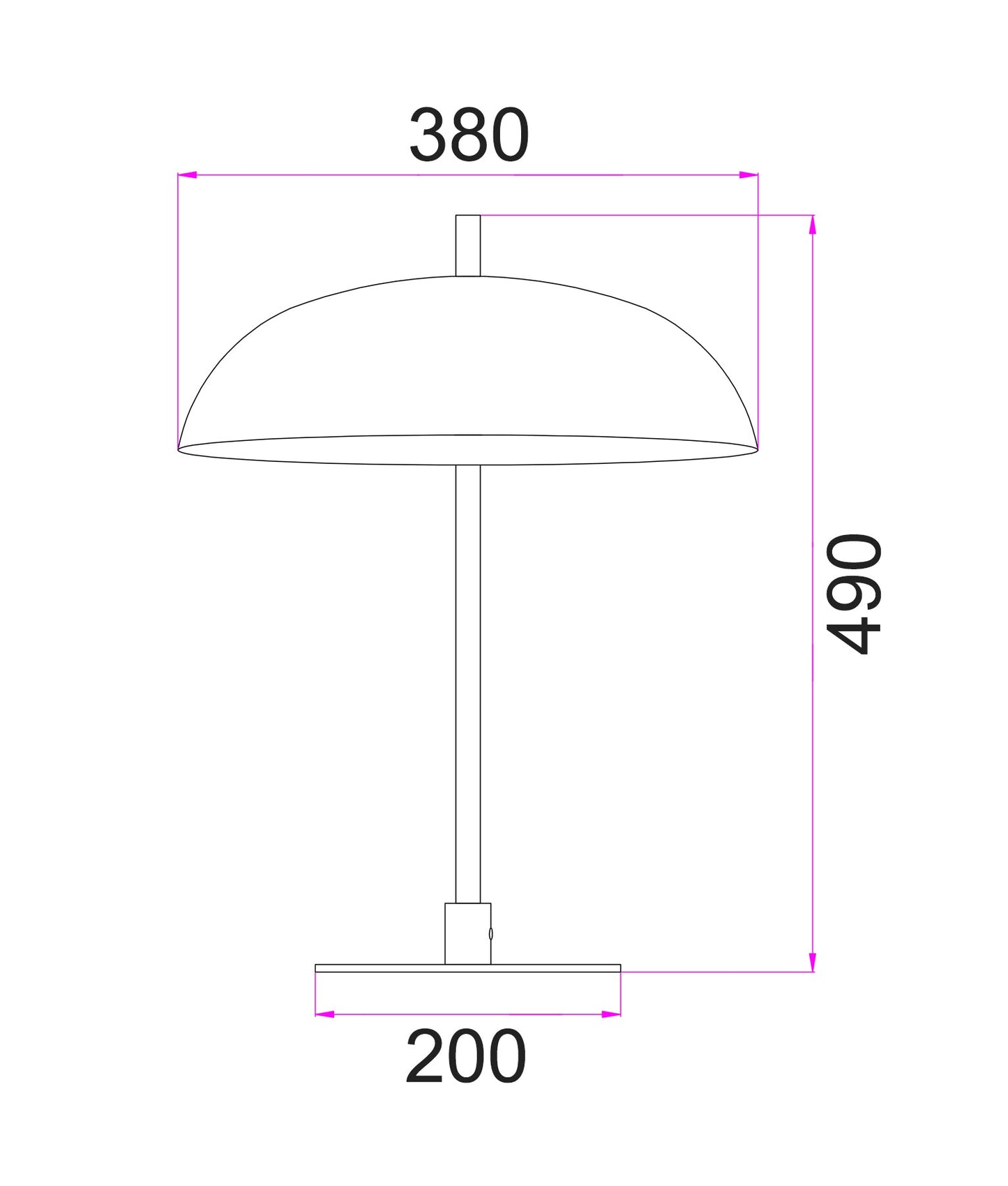 PARAGUAS: Interior Black Dome Shade with Brass Rod Table Lamp
