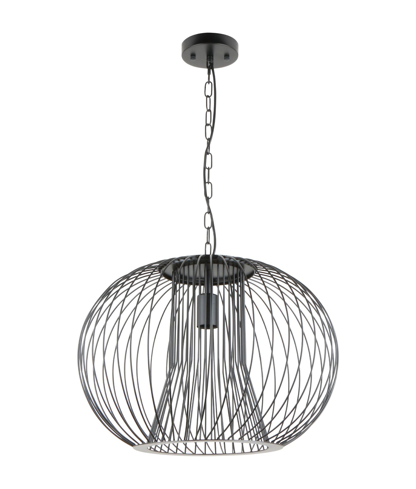 PARRILLA: Interior Round Cage Iron Pendant Lights