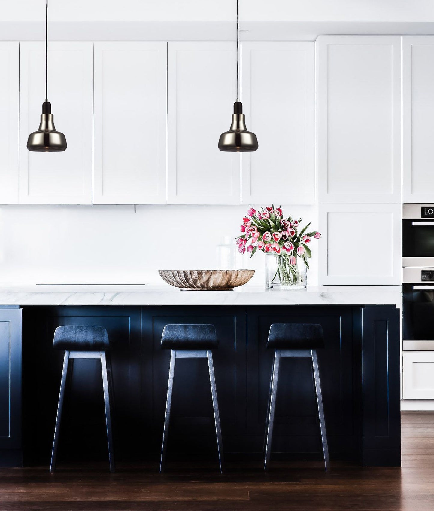 PENOLA: GU10 Smokey Black Glass Dome Pendant Light