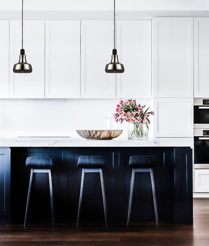 PENOLA: GU10 Smokey Black Glass Dome Pendant Light
