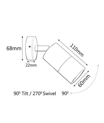 GU10 Exterior Wall Pillar Spot Lights (Matte Grey) IP65