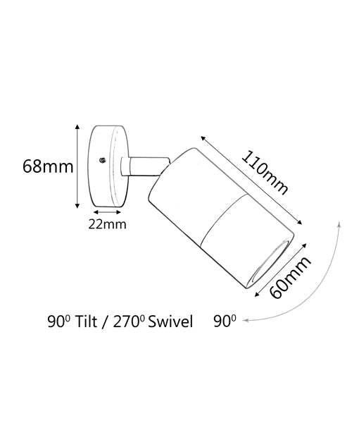 MR16 Exterior Wall Pillar Spot Lights (Titanium Aluminium) IP65