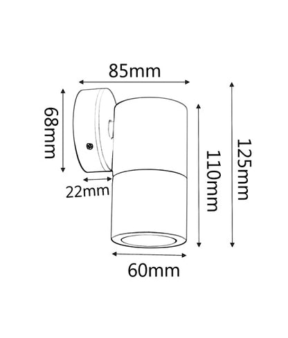 GU10 Exterior Wall Pillar Spot Lights (Matte Grey) IP65