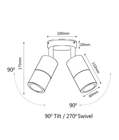 GU10 Exterior Wall Pillar Spot Lights (White Aluminium) IP65