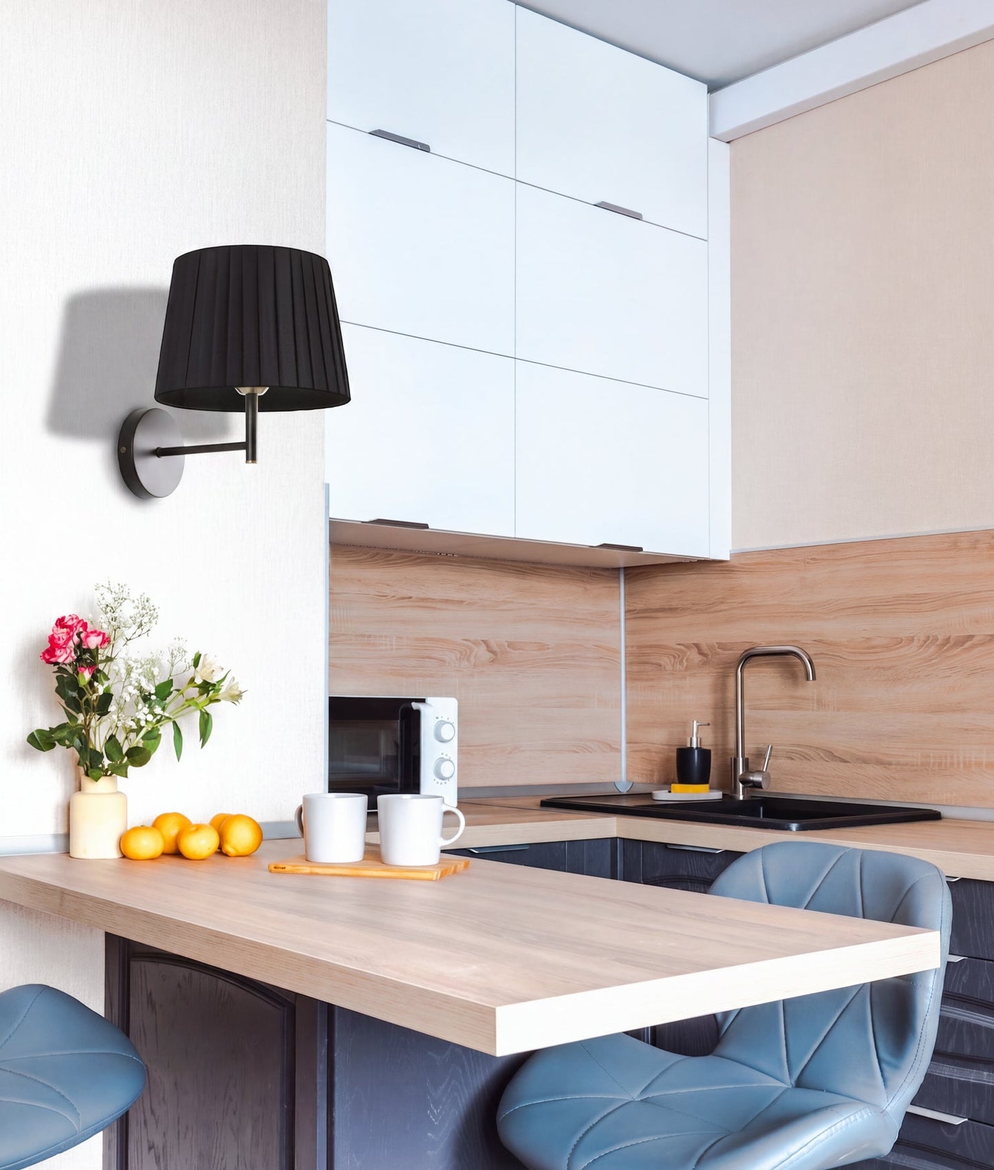 PREGA: Interior Slanted Pleated Fabric Shade Wall Lights