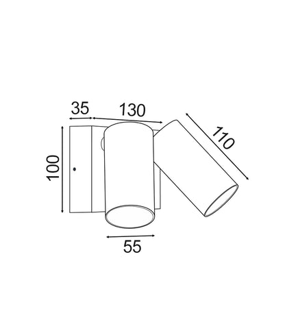 SEC: Surface Mounted LED Tri-CCT Double Adjustable Wall/Pillar Light (Matte Black) IP65