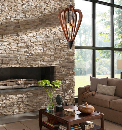 SENORITA: Rustic Medium Tuscan Coffee Cherry / Winter Moss Wood Pendant Lights