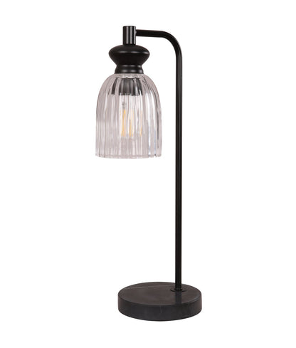 SINO: Interior Ellipse Clear Glass Shade Marble Base Table Lamps