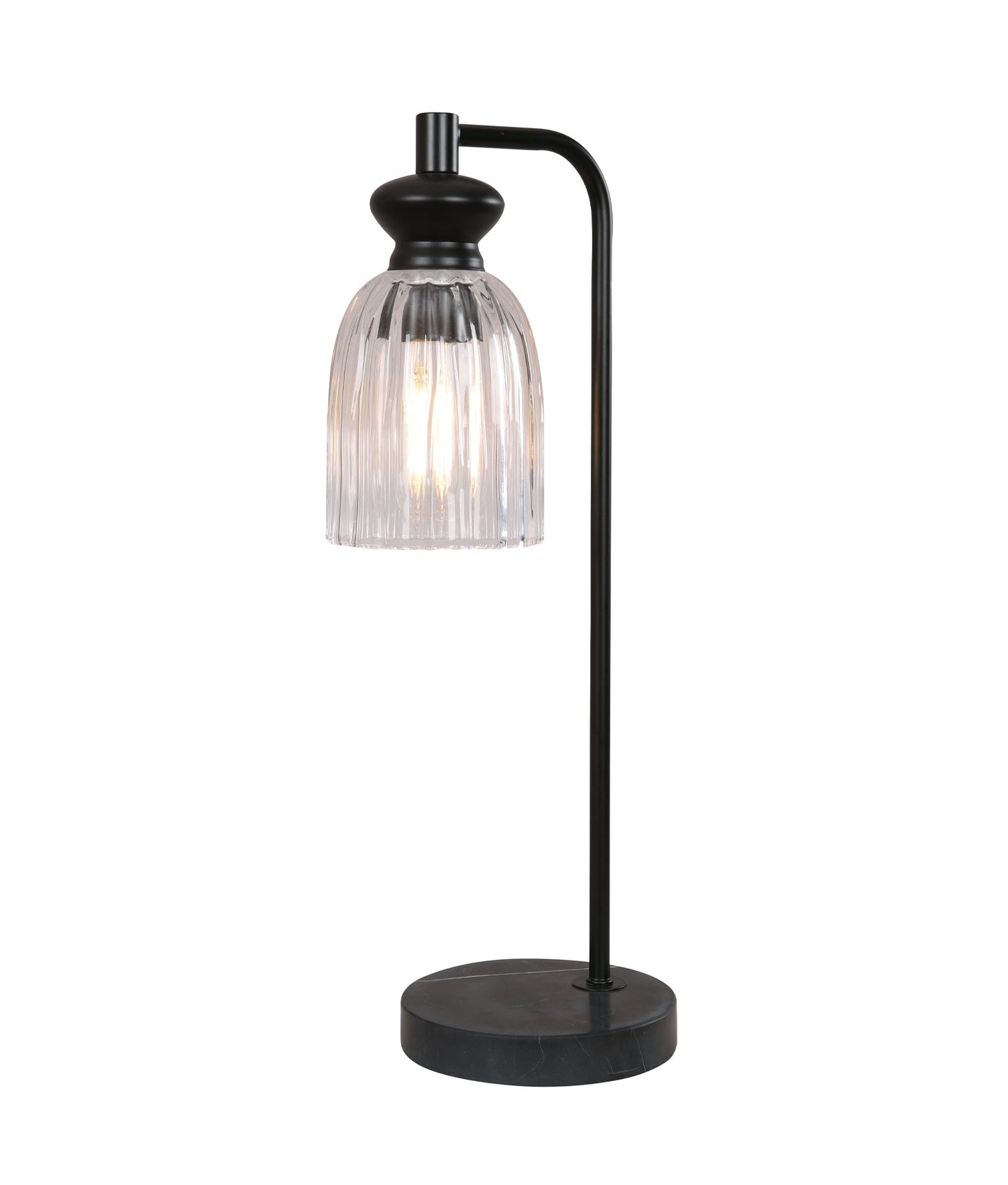 SINO: Interior Ellipse Clear Glass Shade Marble Base Table Lamps