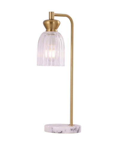 SINO: Interior Ellipse Clear Glass Shade Marble Base Table Lamps