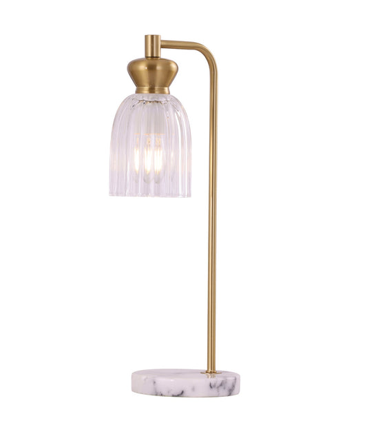 SINO: Interior Ellipse Clear Glass Shade Marble Base Table Lamps